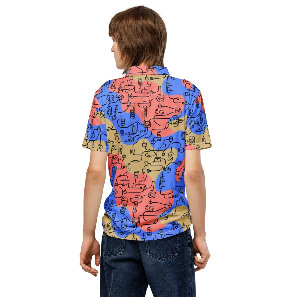 Analog Bloom on Men's Slim Fit Polo Shirt — Back