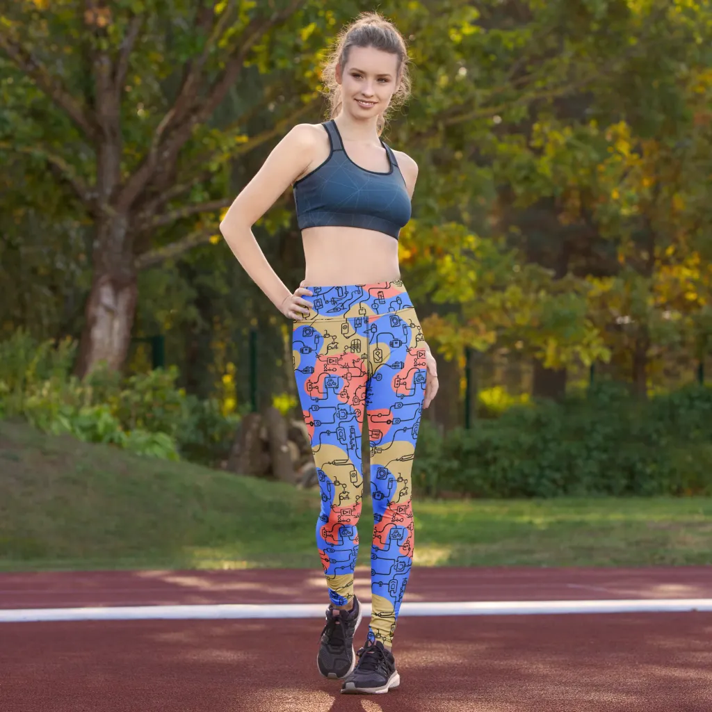 Analog Bloom on Yoga Leggings — Front