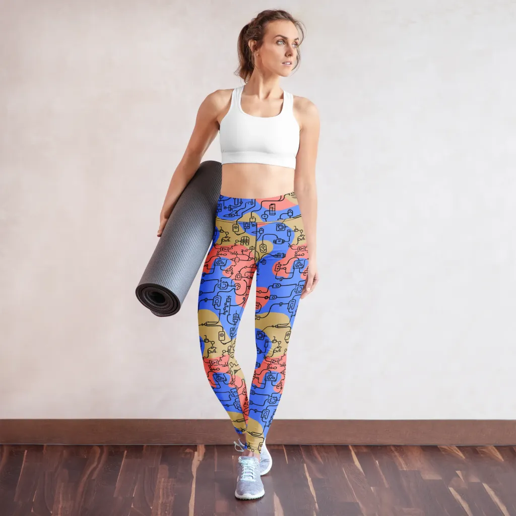 Analog Bloom on Yoga Leggings — Front