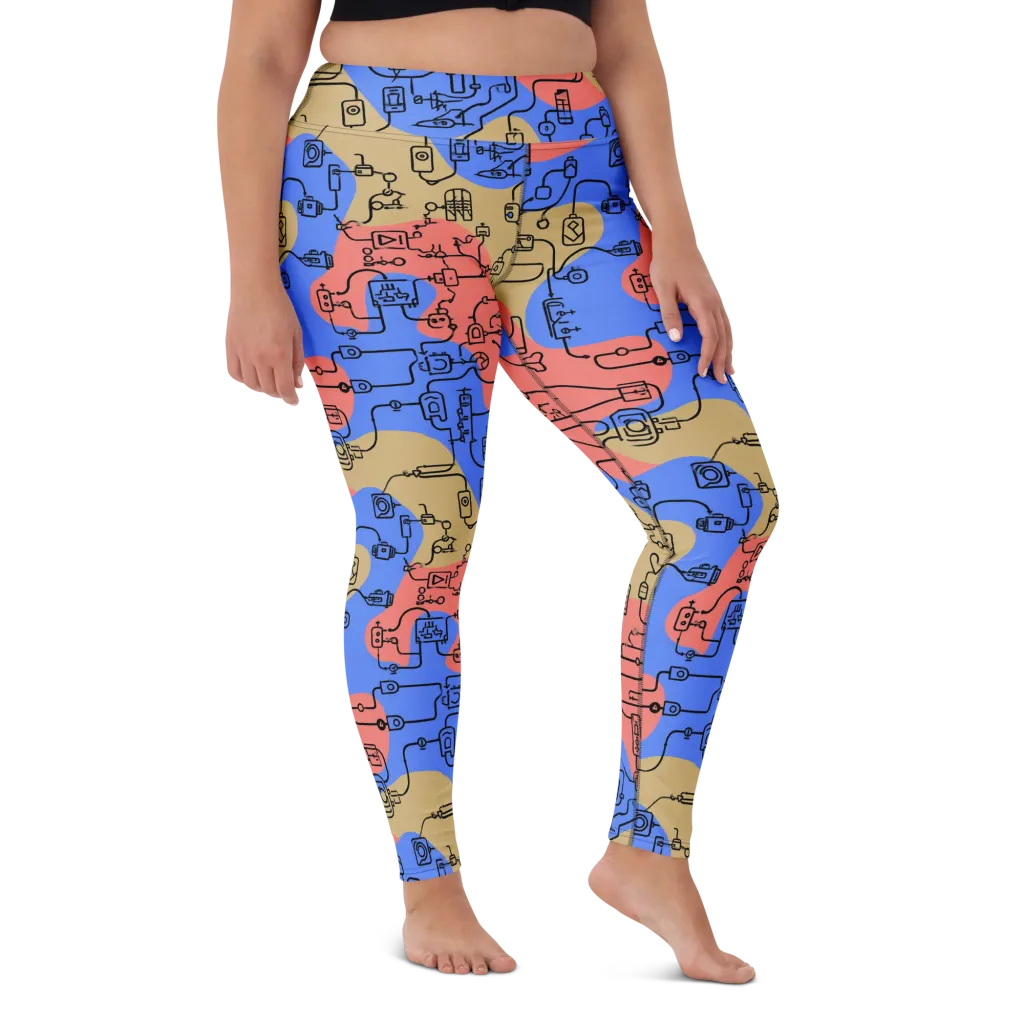 Analog Bloom on Yoga Leggings — Front