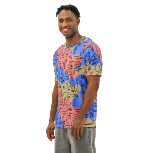 Analog Bloom on a Men's Cotton Crew Neck T-Shirt