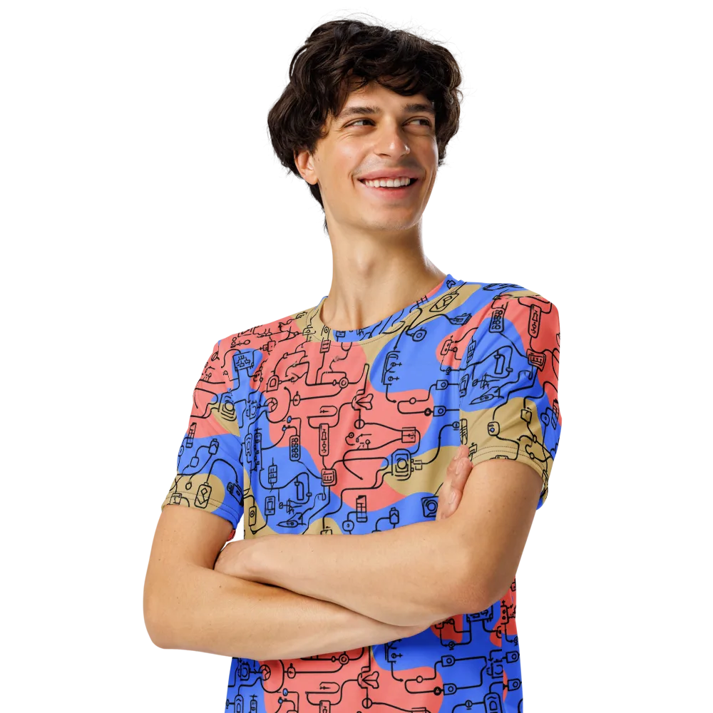 Analog Bloom on Men's Crew Neck T-Shirt — Left Front