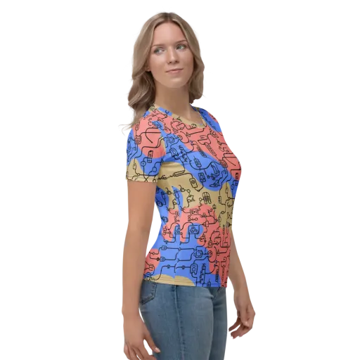 Analog Bloom on a Women's Crew Neck T-Shirt