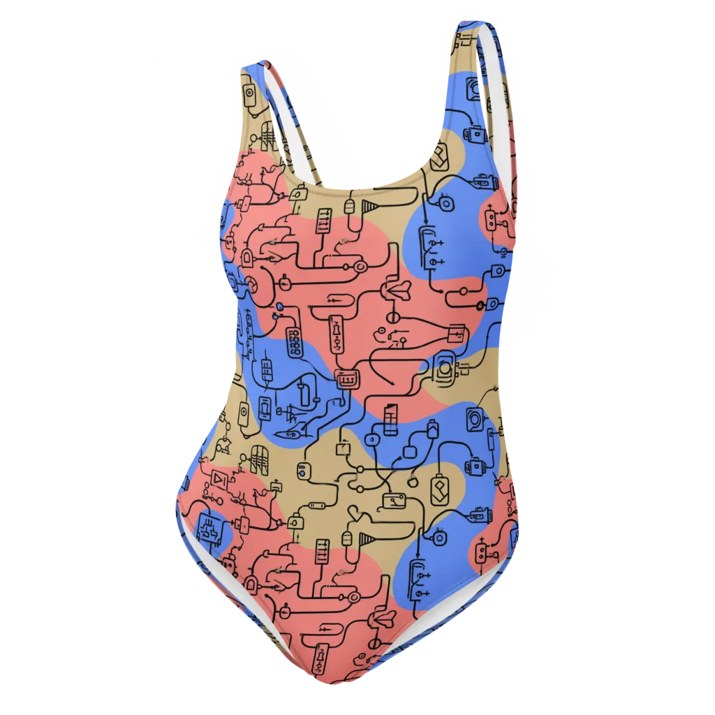 Analog Bloom on One-Piece Swimsuit — Front