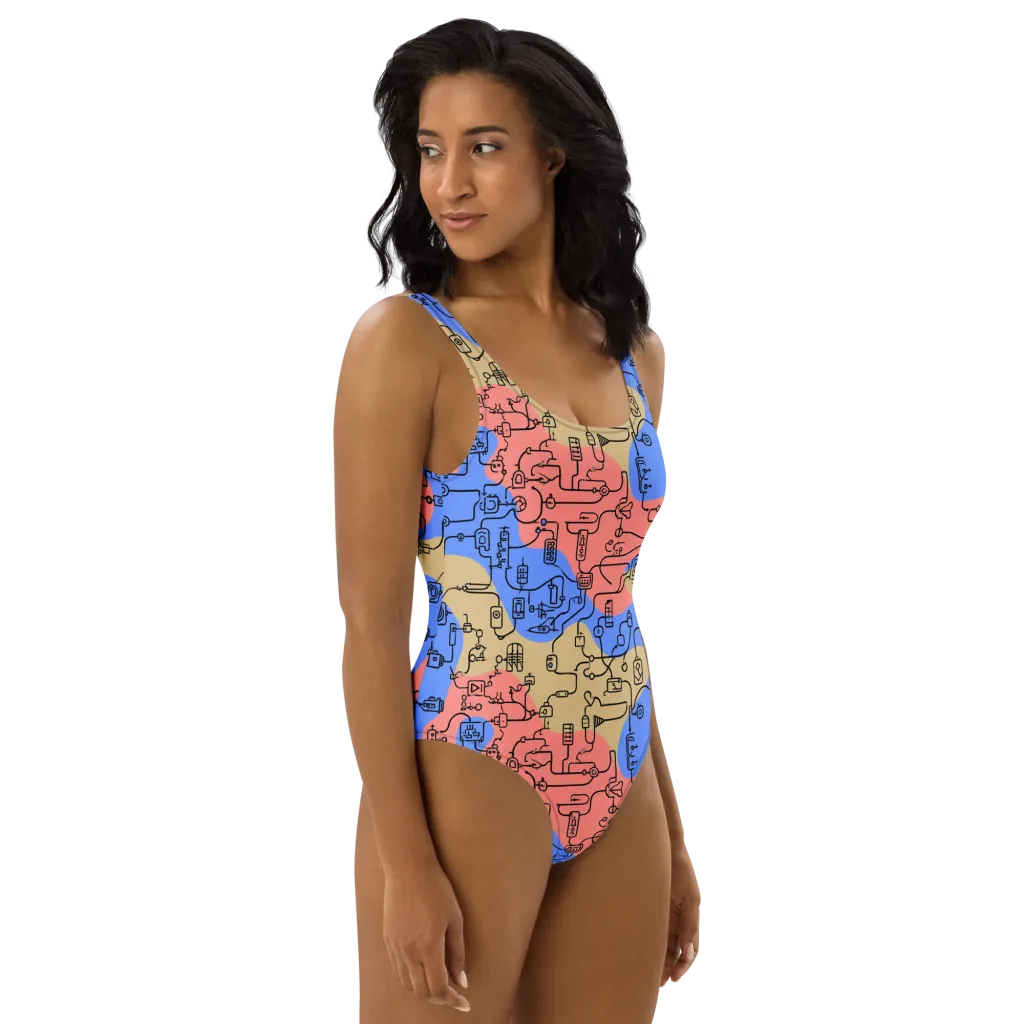 Analog Bloom on One-Piece Swimsuit — Right