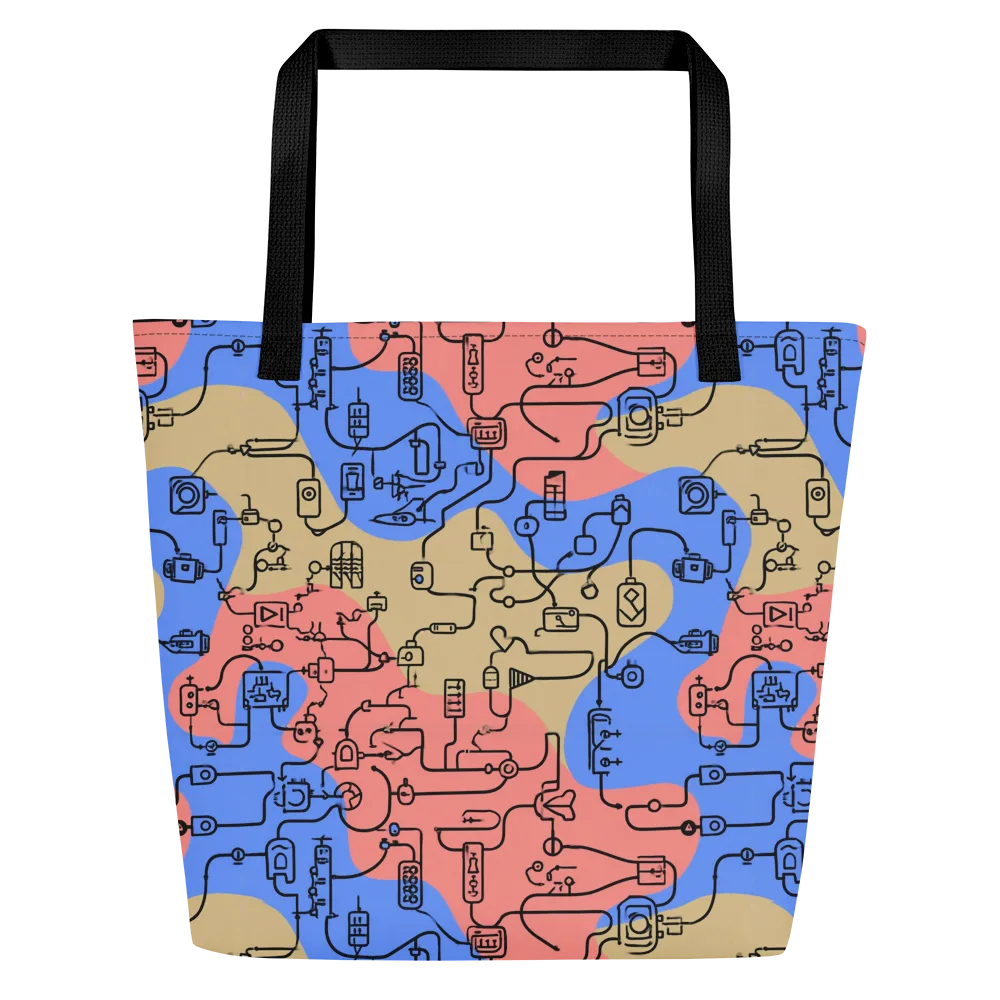 Analog Bloom on Large Tote Bag W/ Pocket — Front