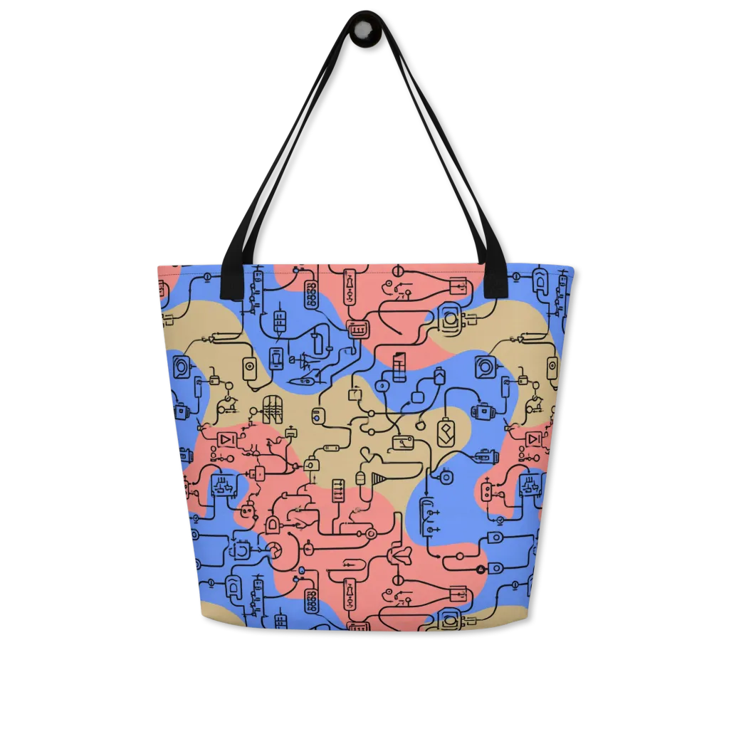 Analog Bloom on Large Tote Bag W/ Pocket — Front