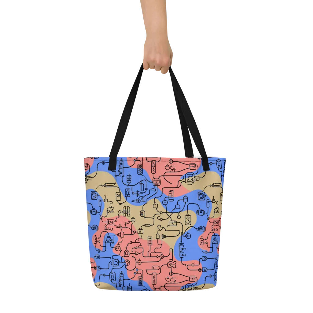 Analog Bloom on Large Tote Bag W/ Pocket — Front