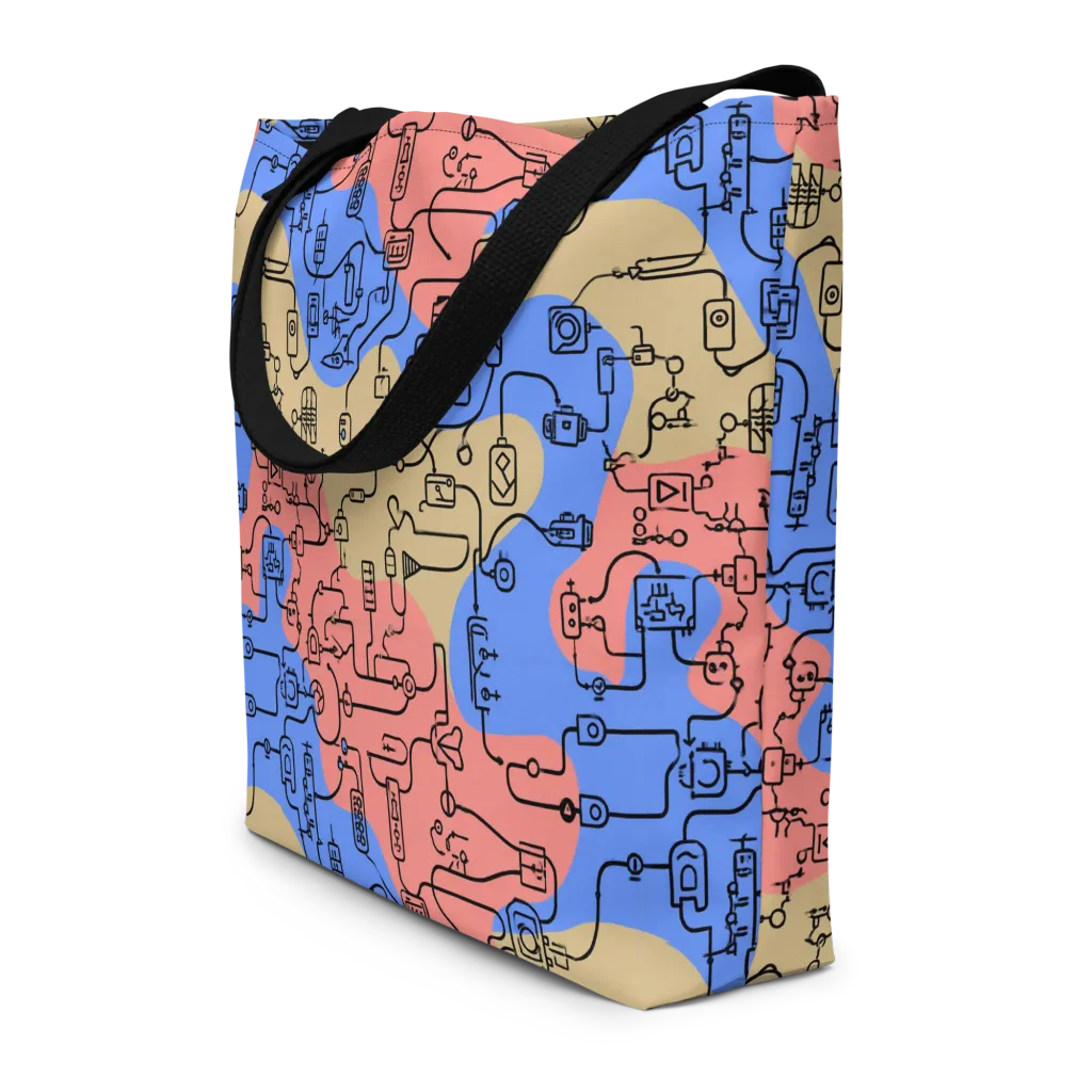 Analog Bloom on Large Tote Bag W/ Pocket — Front