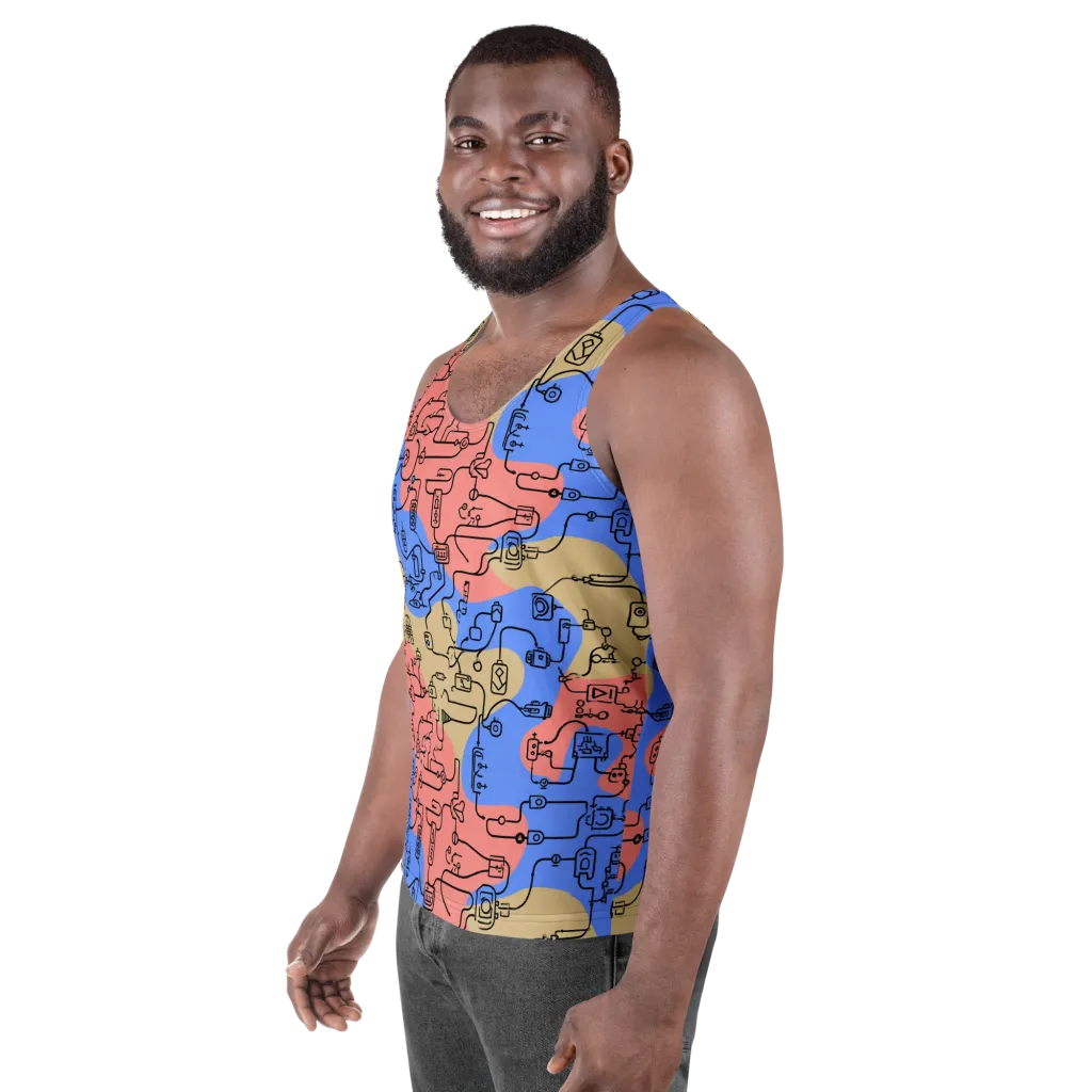 Analog Bloom on Men's Tank Top — Left Front