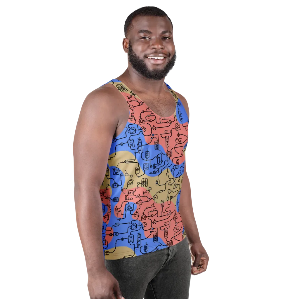 Analog Bloom on Men's Tank Top — Right Front