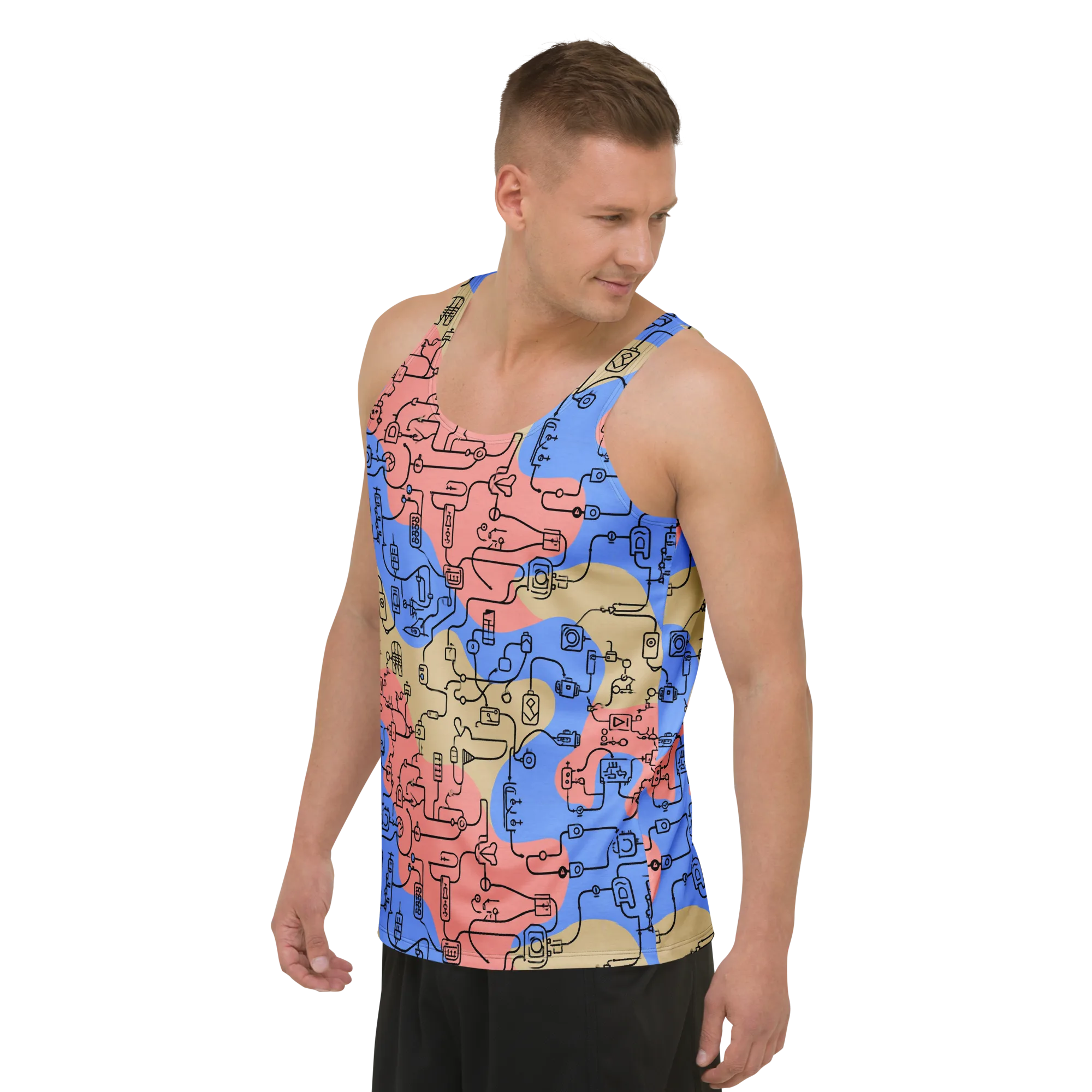 Analog Bloom on Men's Tank Top — Left Front