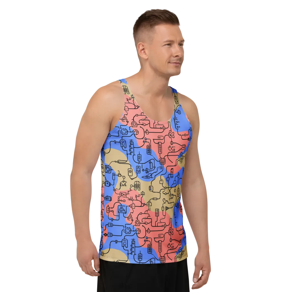 Analog Bloom on Men's Tank Top — Right Front