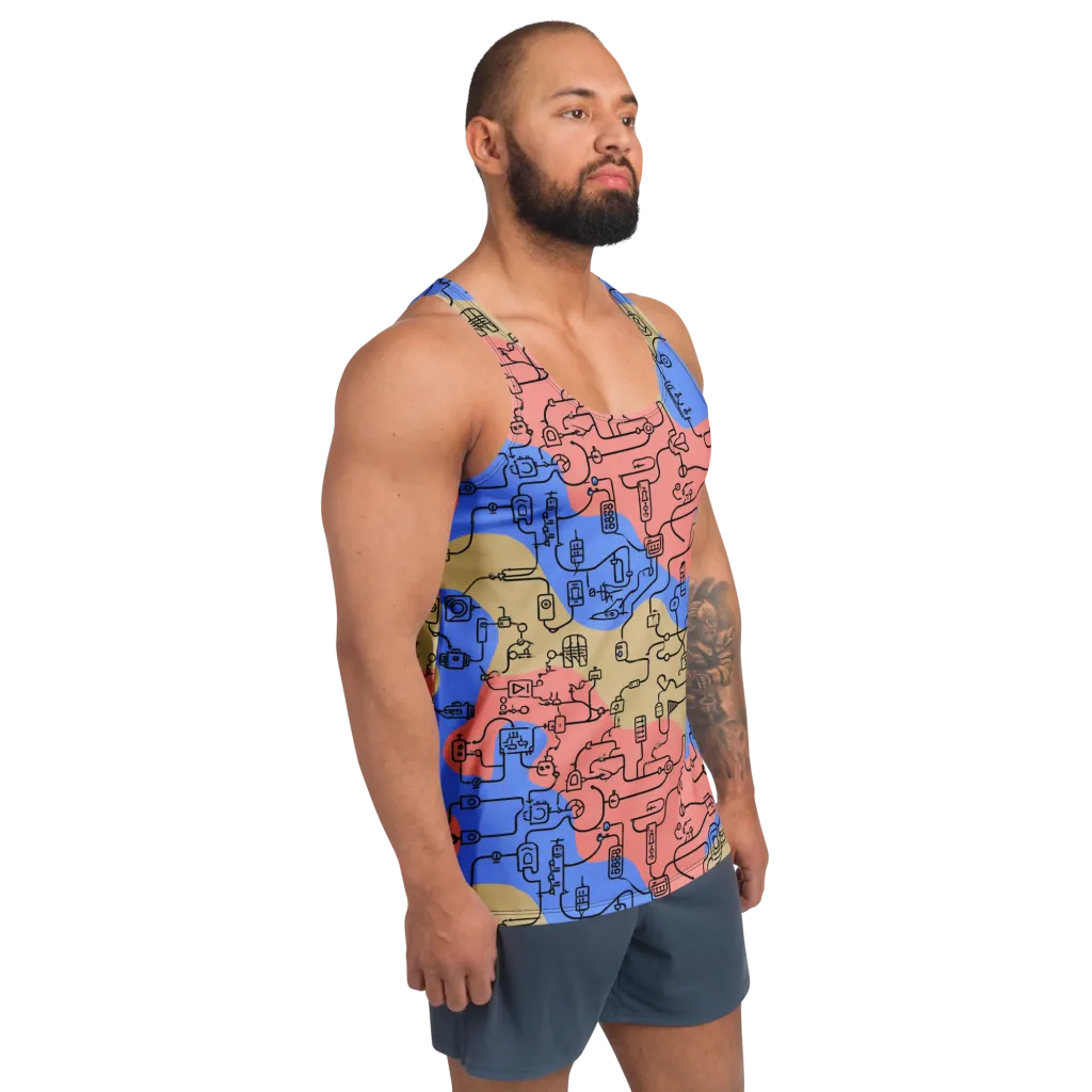 Analog Bloom on Men's Tank Top — Right Front