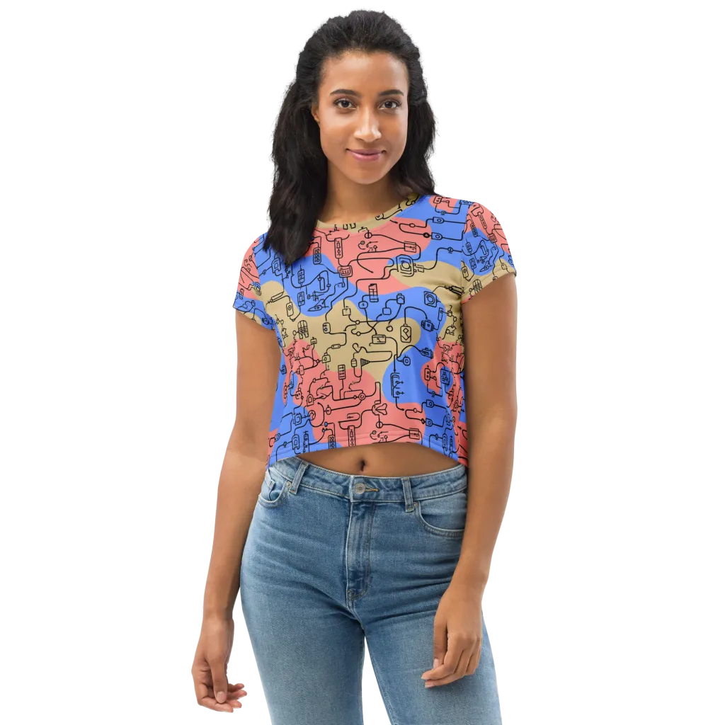 Analog Bloom on Crop Tee — Front