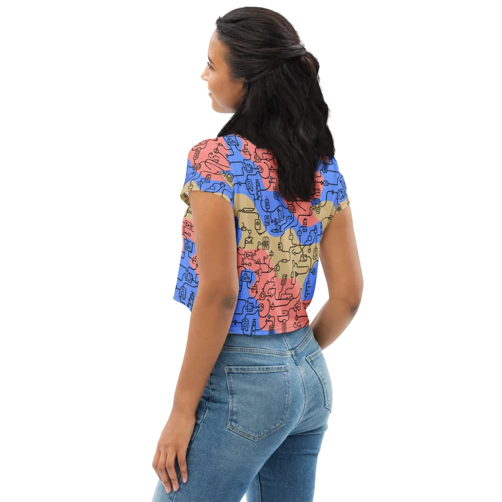 Analog Bloom on Crop Tee — Left Back