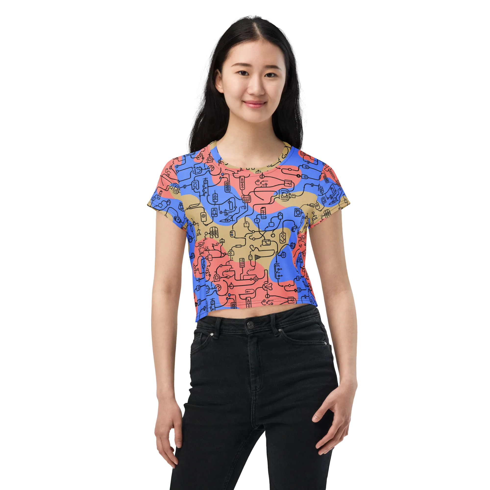 Analog Bloom on Crop Tee — Front