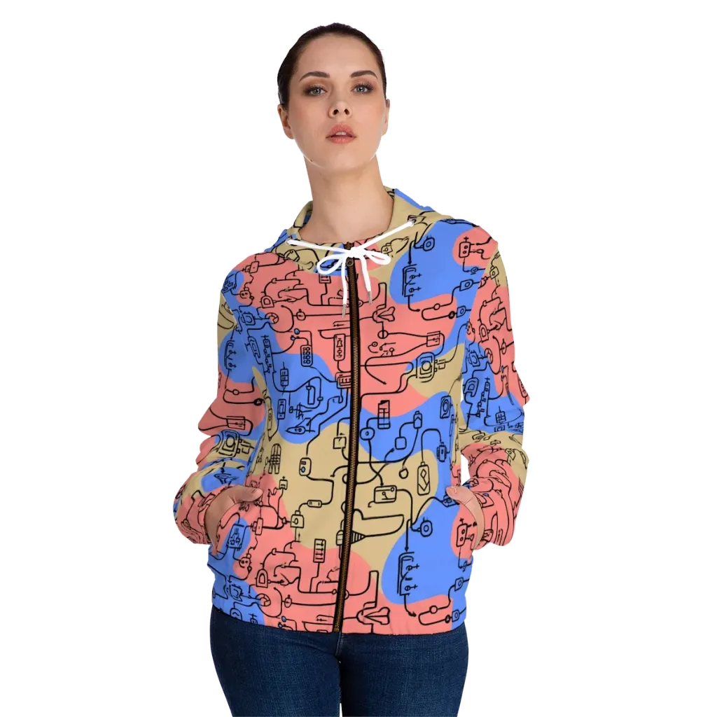Analog Bloom on Women's Full-Zip Hoodie — Front On Person
