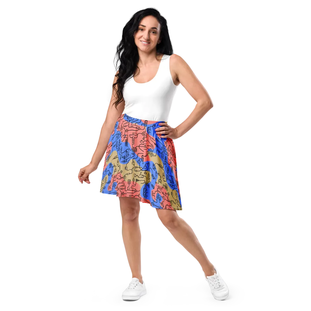 Analog Bloom on Skater Skirt — Front