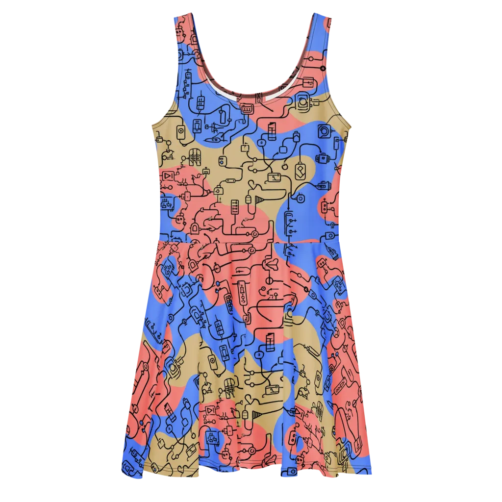 Analog Bloom on Skater Dress — Front
