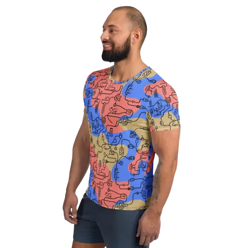 Analog Bloom on a Men's Athletic T-Shirt