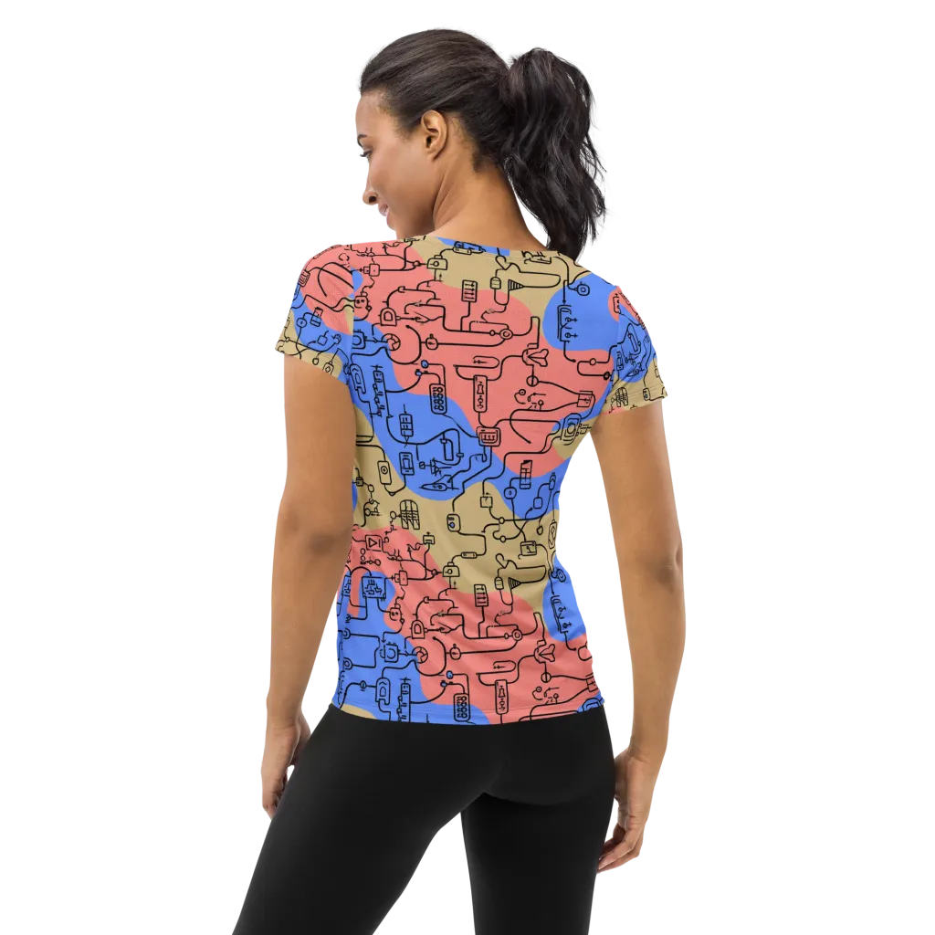 Analog Bloom on Women's Athletic T-Shirt — Back