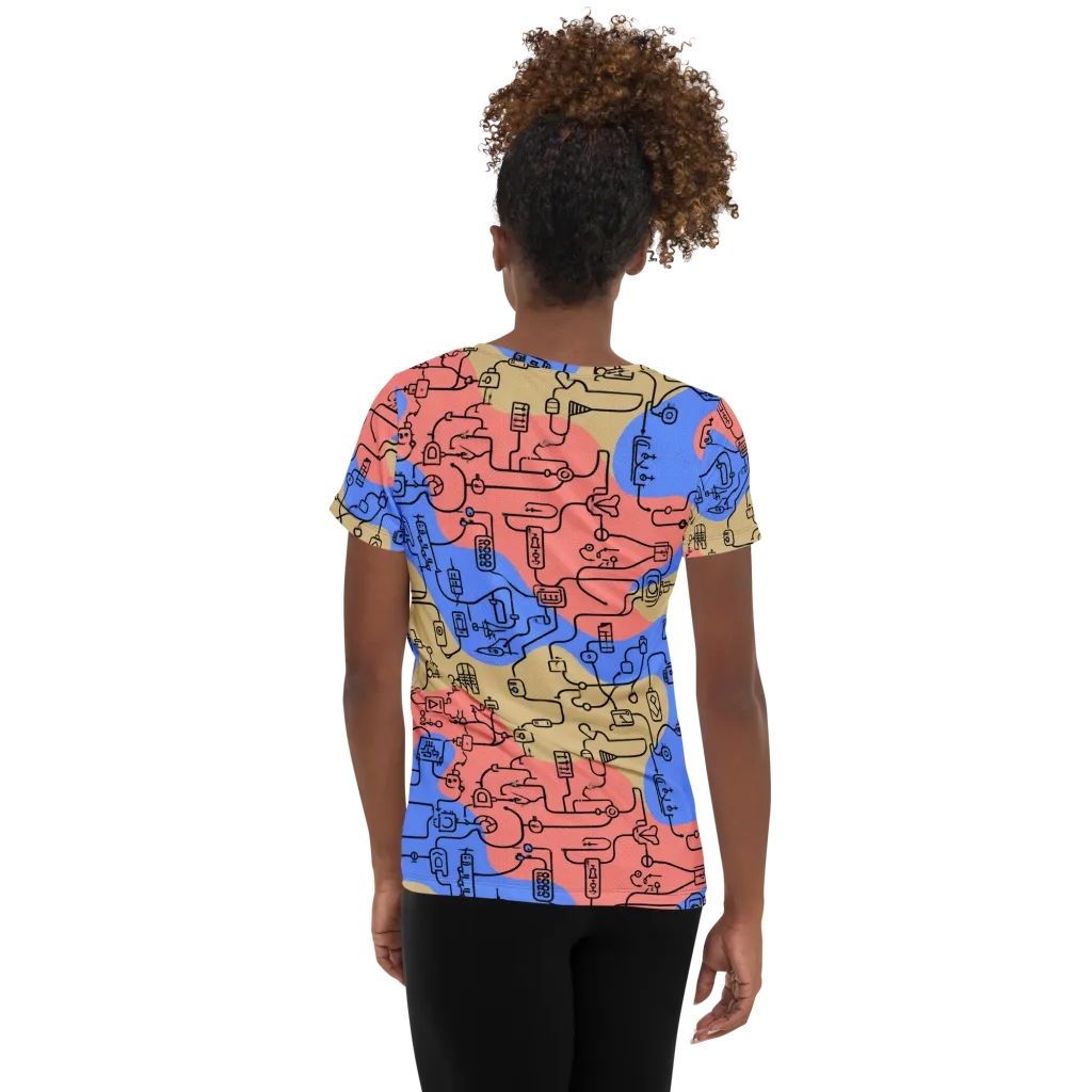 Analog Bloom on Women's Athletic T-Shirt — Back
