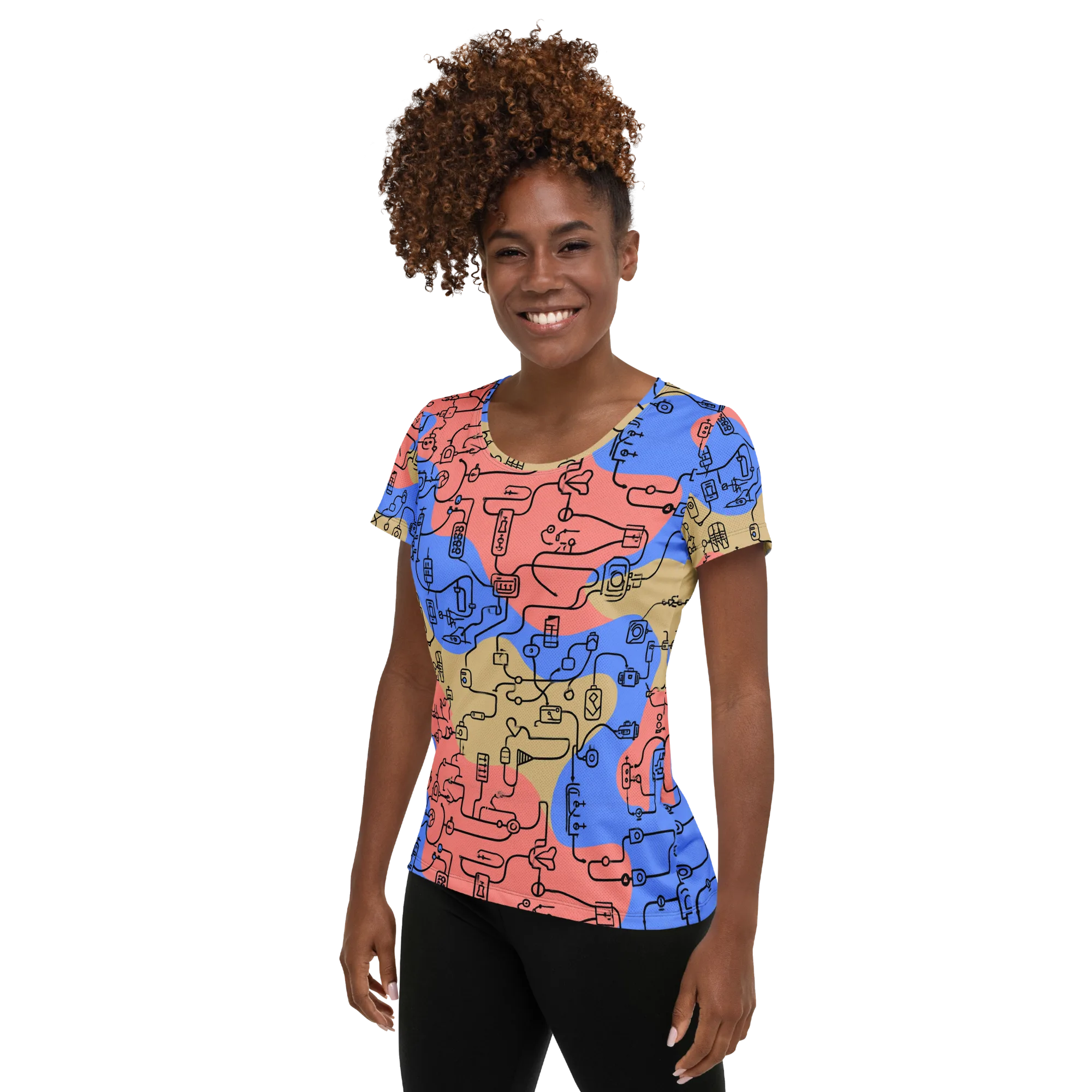 Analog Bloom on Women's Athletic T-Shirt — Left
