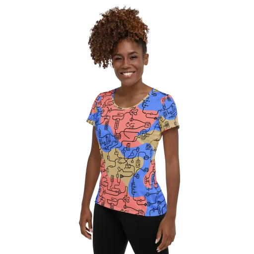 Analog Bloom on a Women's Athletic T-Shirt