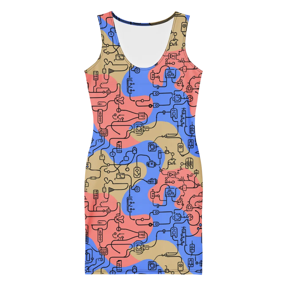 Analog Bloom on Bodycon Dress — Front