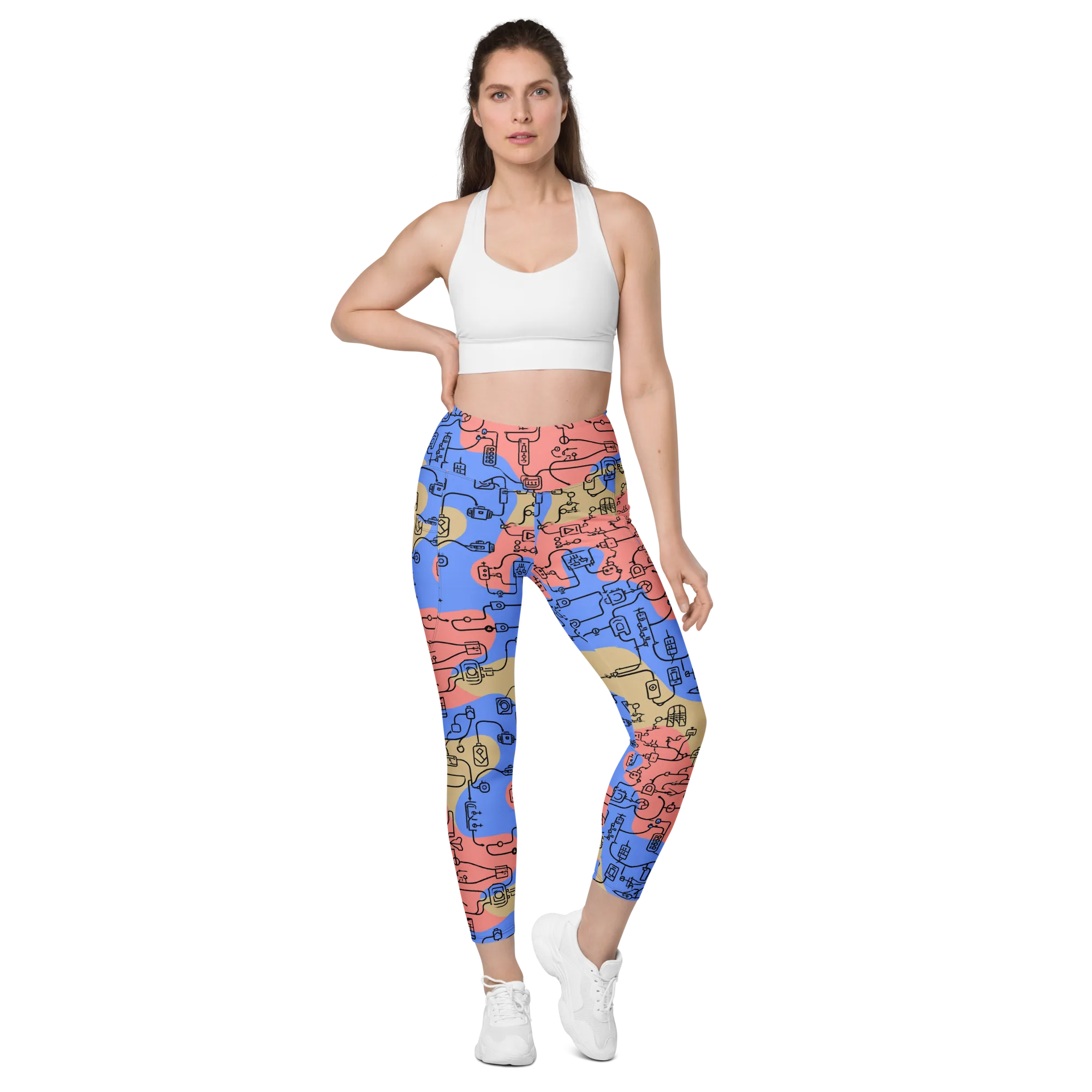 Analog Bloom on Leggings with Pockets — Front