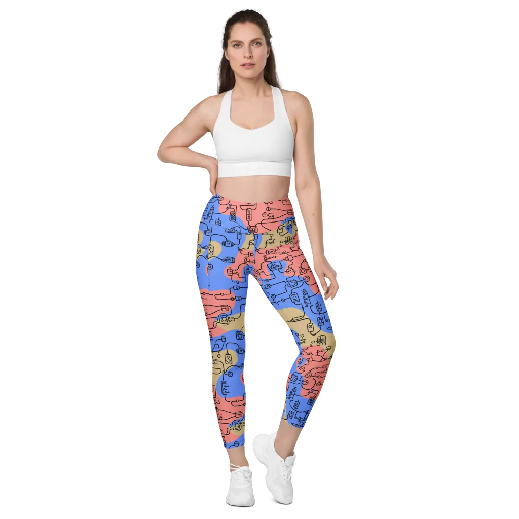 Analog Bloom on Leggings with Pockets — Front