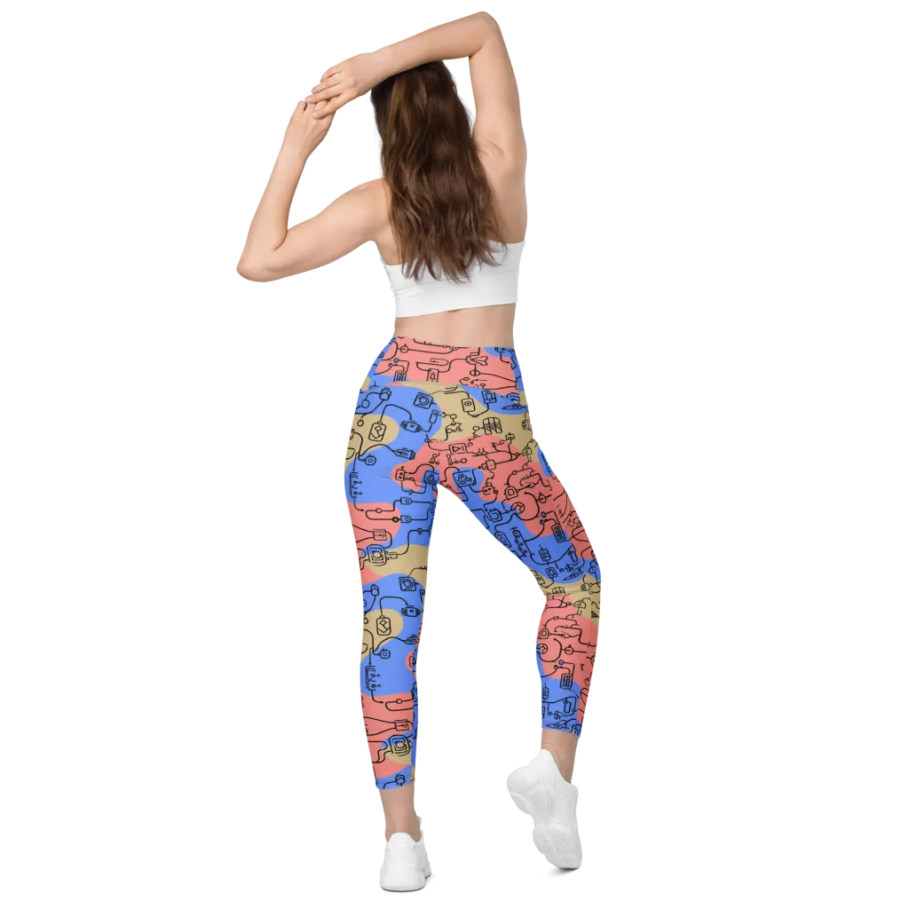 Analog Bloom on Leggings with Pockets — Back