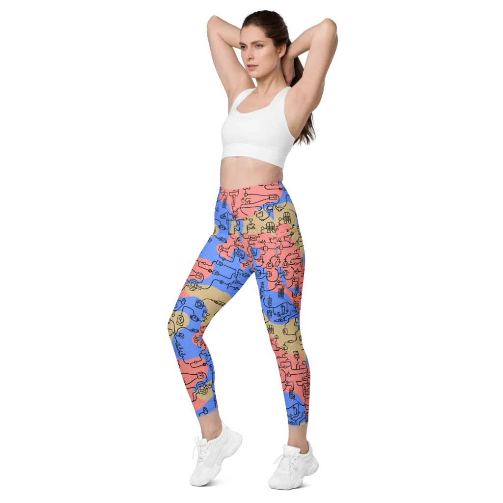 Analog Bloom on Leggings with Pockets — Left Front