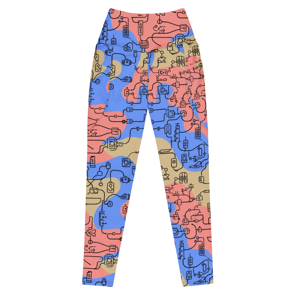 Analog Bloom on Leggings with Pockets — Front