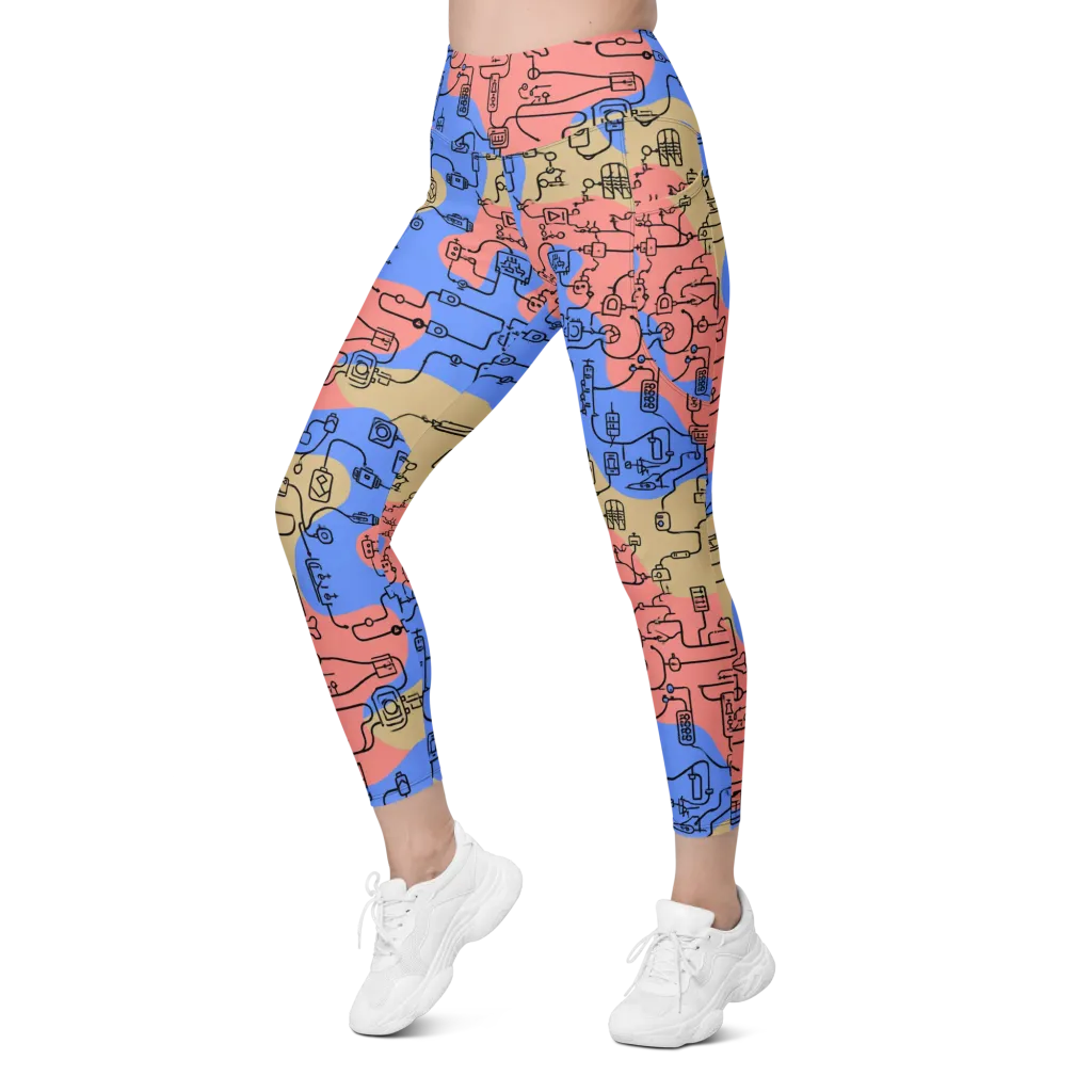 Analog Bloom on Leggings with Pockets — Left Front