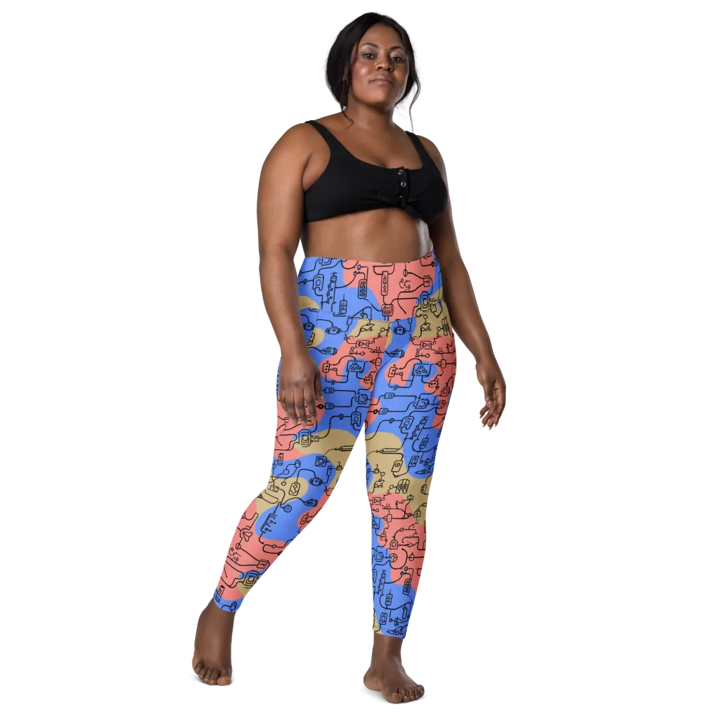Analog Bloom on Leggings with Pockets — Front
