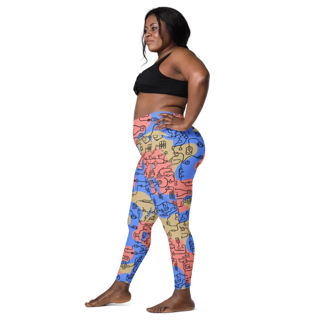 Analog Bloom on Leggings with Pockets — Left