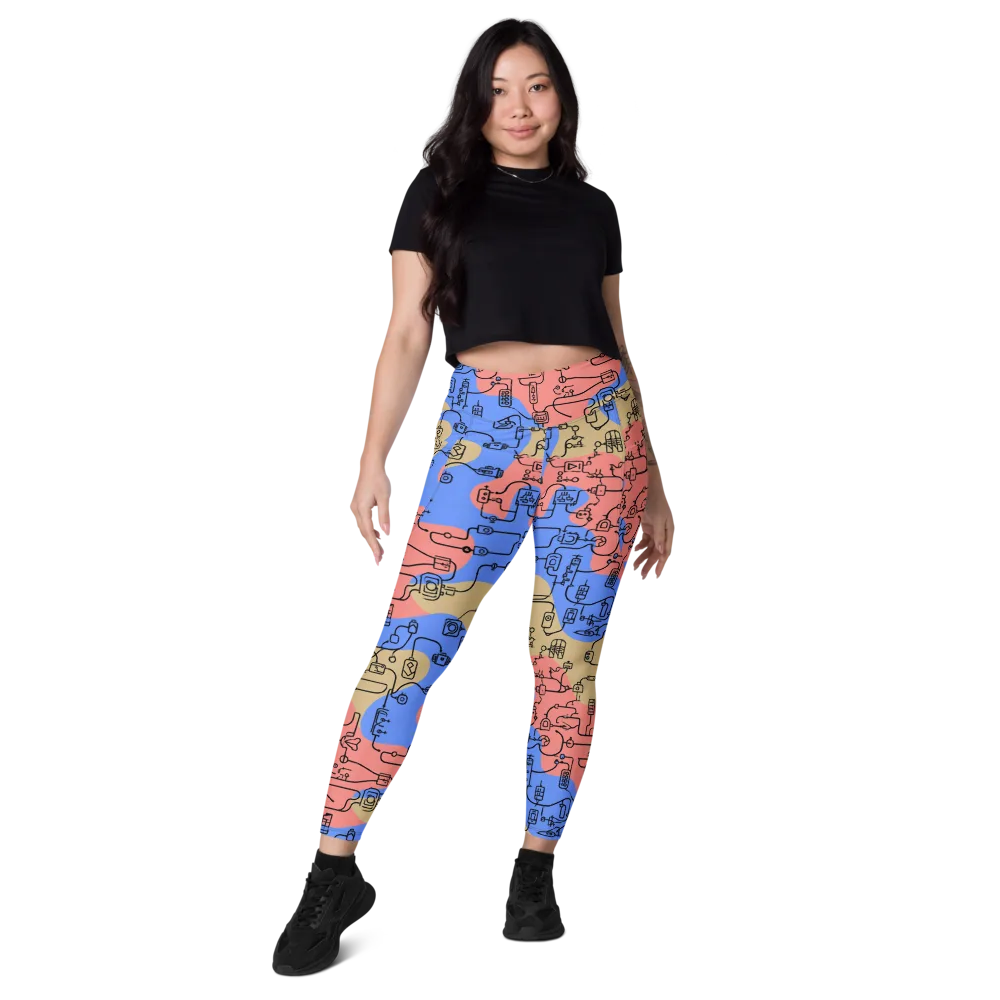 Analog Bloom on Leggings with Pockets — Front