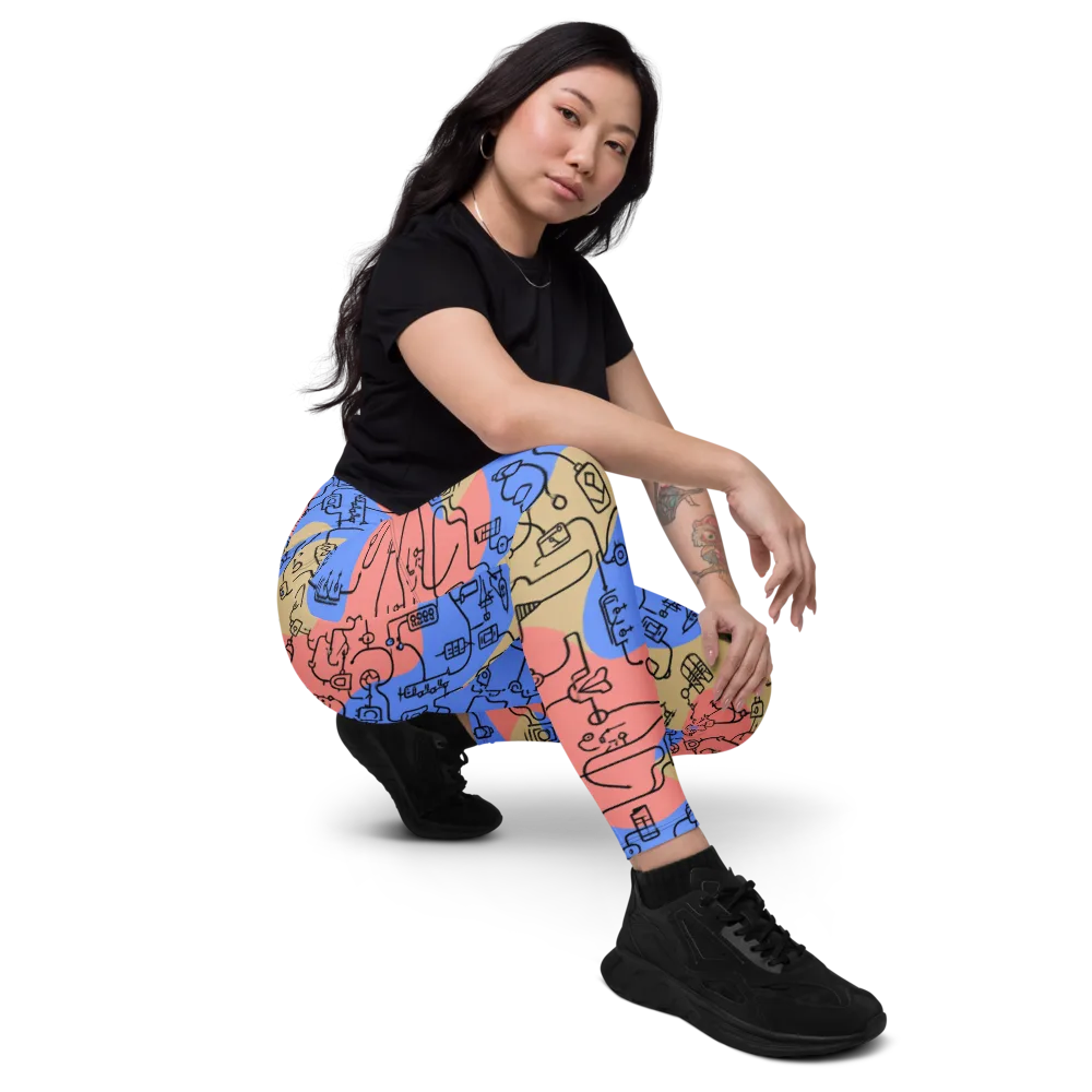 Analog Bloom on Leggings with Pockets — Right Front