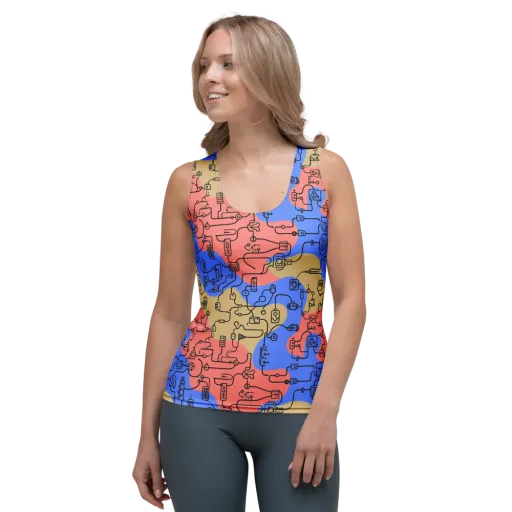 Analog Bloom on a Women's Tank Top