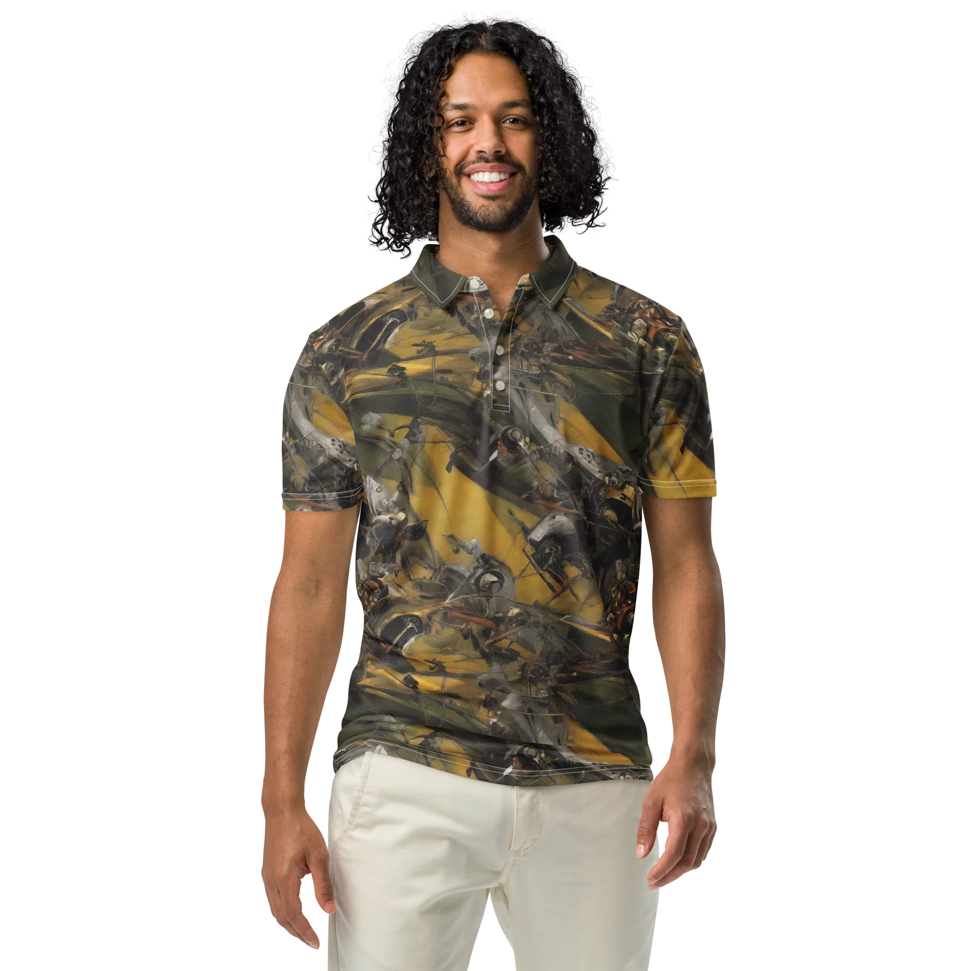 Ochre Momentum on Men's Slim Fit Polo Shirt — Front