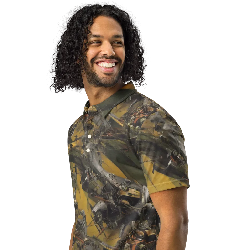 Ochre Momentum on Men's Slim Fit Polo Shirt — Left Front