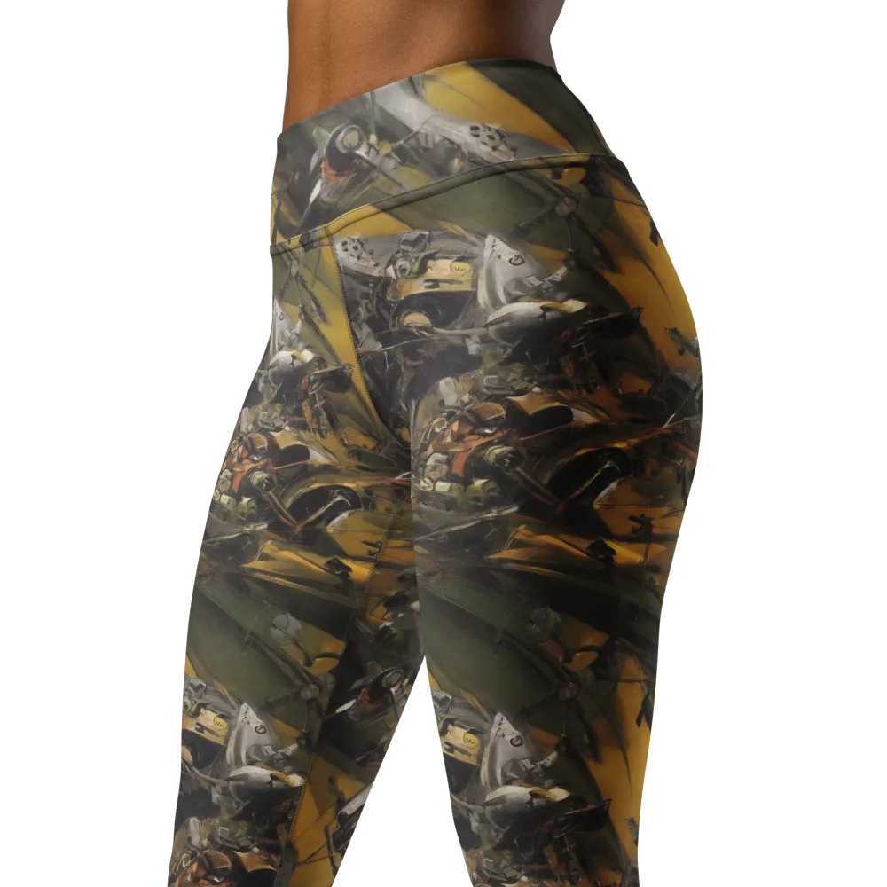 Ochre Momentum on Yoga Leggings — Left Front