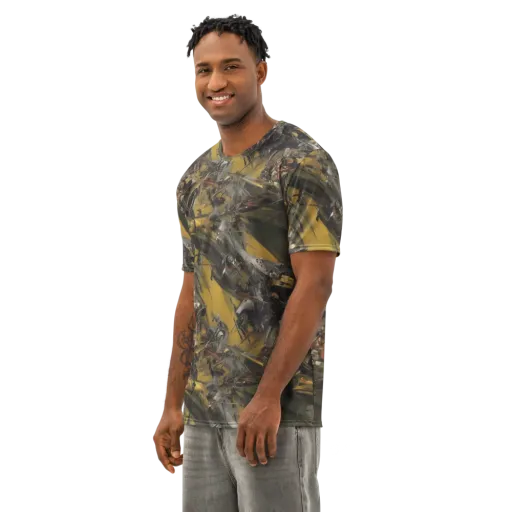 Ochre Momentum on a Men's Cotton Crew Neck T-Shirt