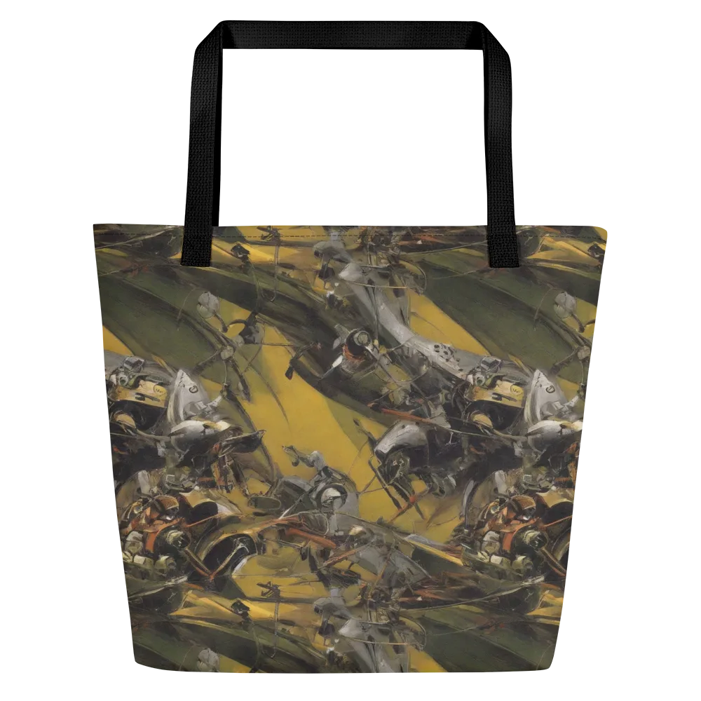 Ochre Momentum on Large Tote Bag W/ Pocket — Front