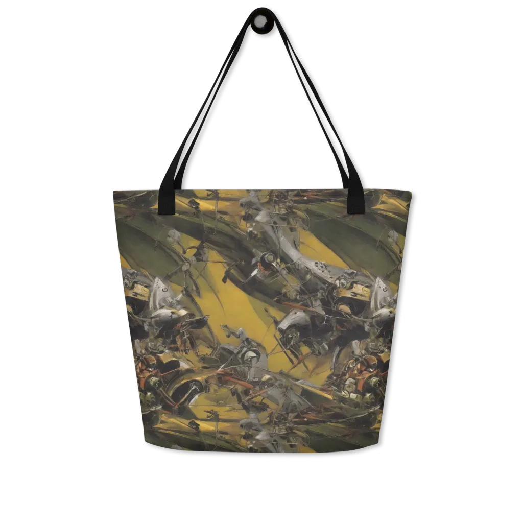 Ochre Momentum on Large Tote Bag W/ Pocket — Front