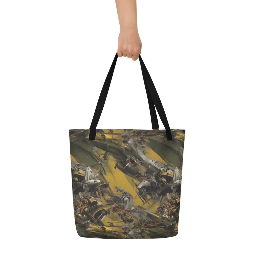 Ochre Momentum on Large Tote Bag W/ Pocket — Front