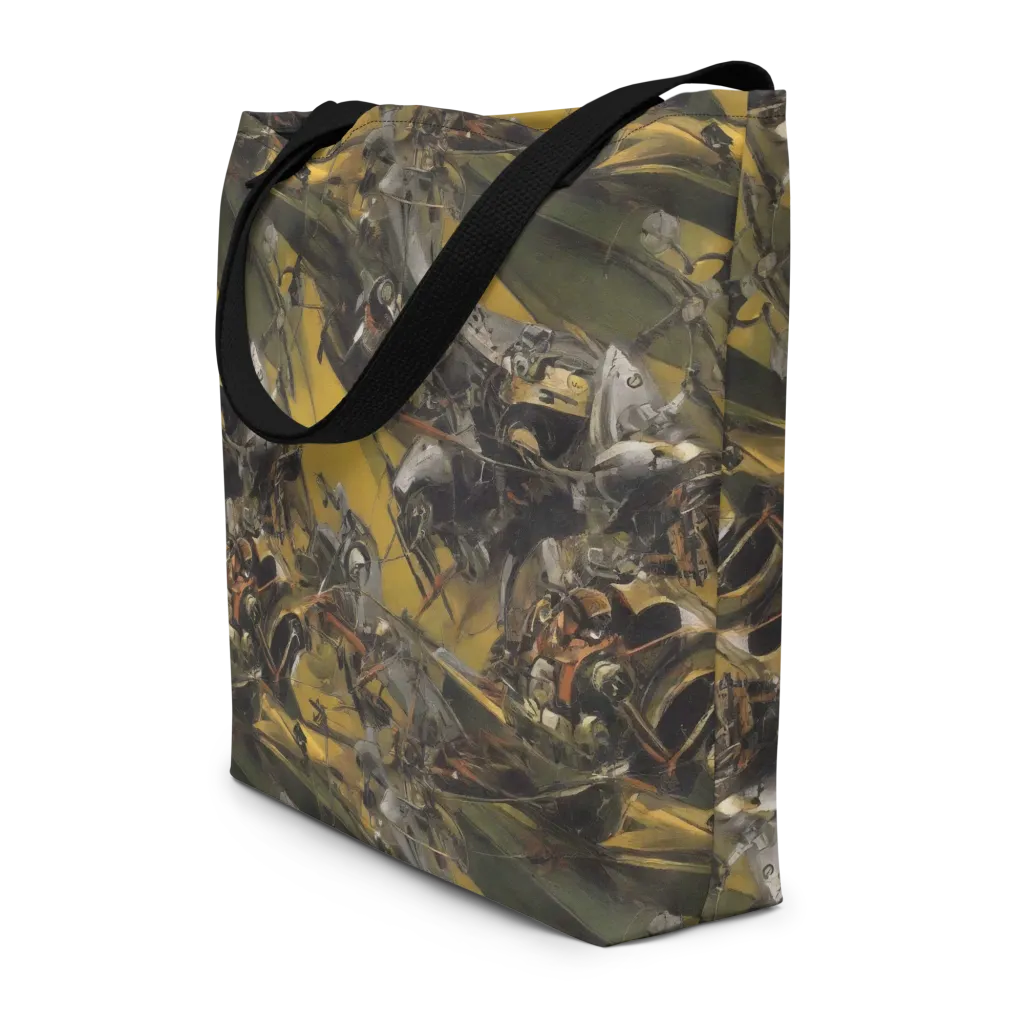 Ochre Momentum on Large Tote Bag W/ Pocket — Front