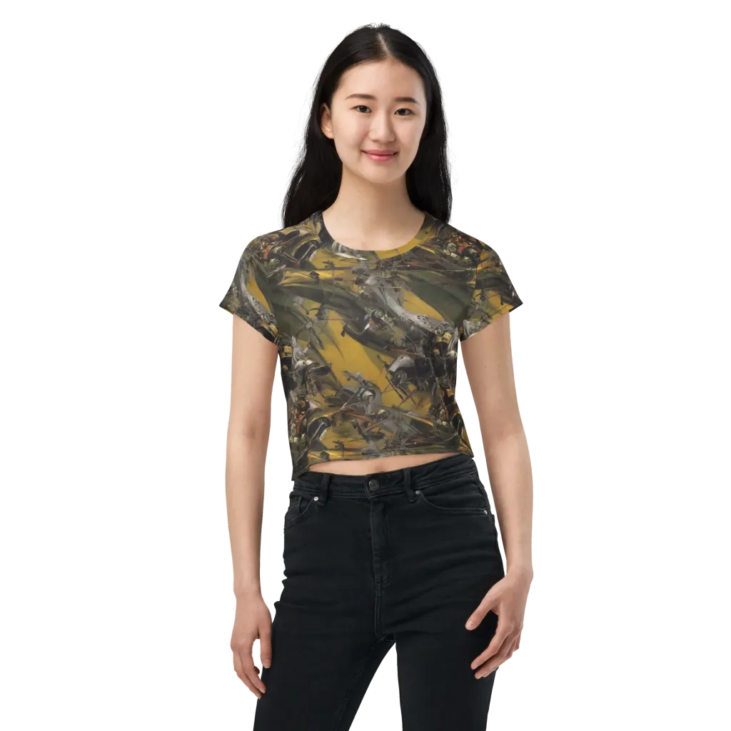 Ochre Momentum on Crop Tee — Front